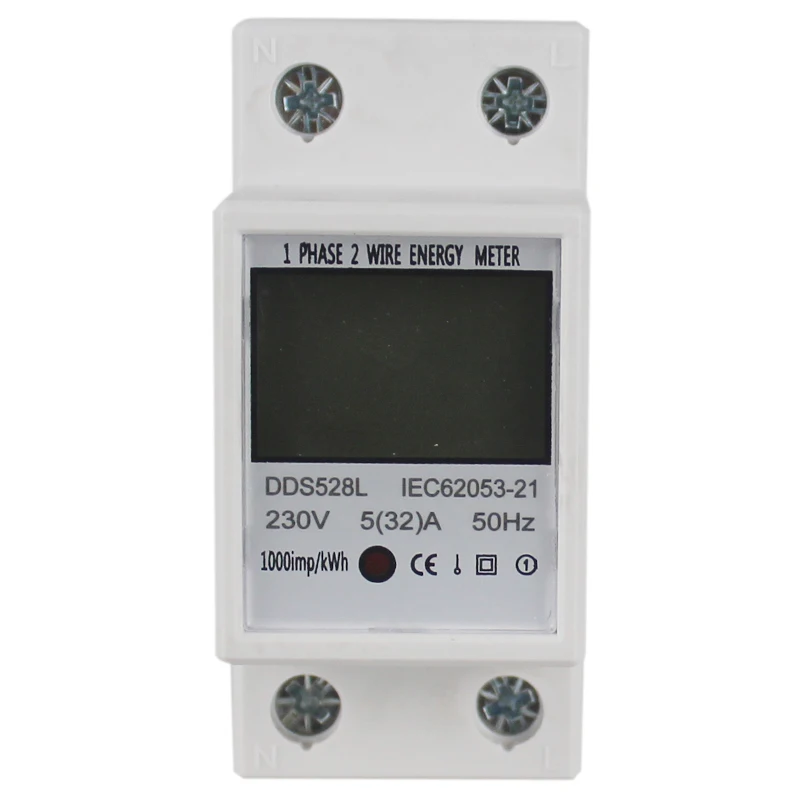

Backlit Single Phase Two Wire Lcd Digital Display Wattmeter Power Consumption Energy Meter Kwh Ac 230V 50Hz 110V 60Hz Din Rail