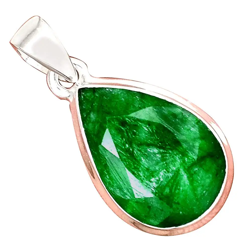 

Genuine EMERALD Pendant 925 Sterling Silver, 31.5 mm, AP6599