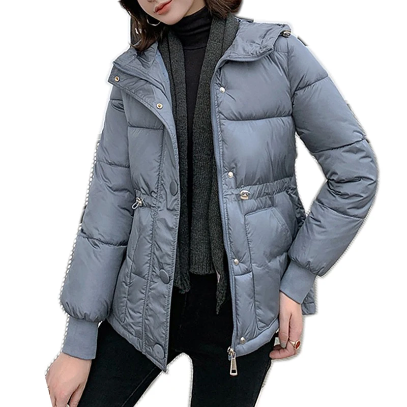 

Large Size Women Parkas Jacket 2019 Winter Thick Warm Solid Hooded Two Big Pocket Padded Parkas Outwear Jacket Coat