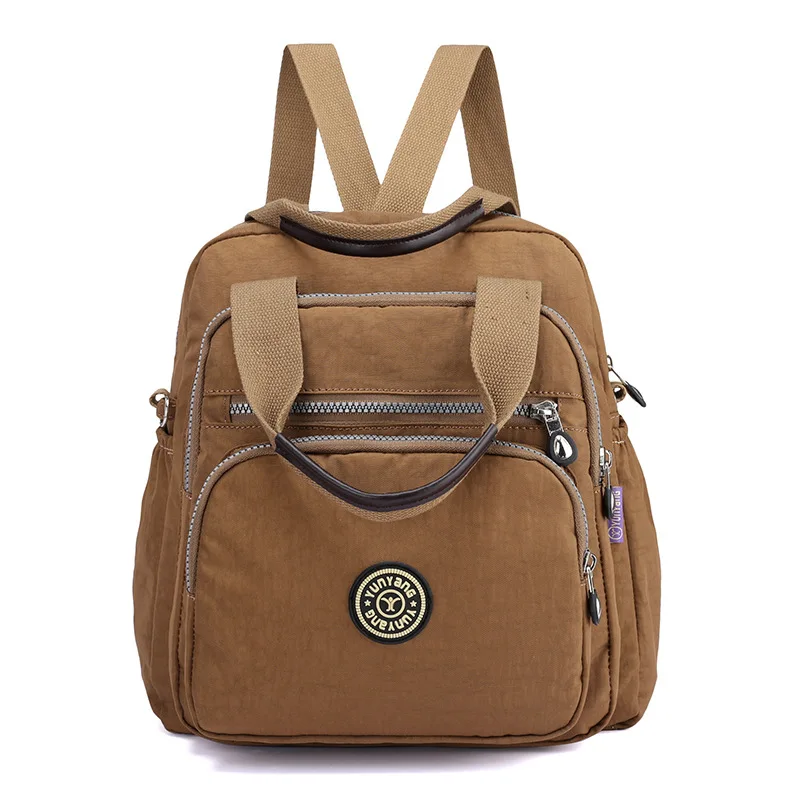 Новая многофункциональная женская сумка и задняя Сумка, водонепроницаемая нейлоновая модная женская сумка-мессенджер, рюкзак для ноутбука, школьные сумки для девочек - Цвет: Хаки