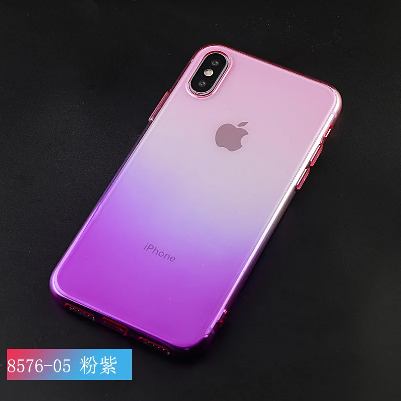 Для Apple iPhone 8plus градиентный телефонный чехол iPhone XR Двойной градиент цвета ТПУ не замненная 7/6 прозрачный Защитный чехол