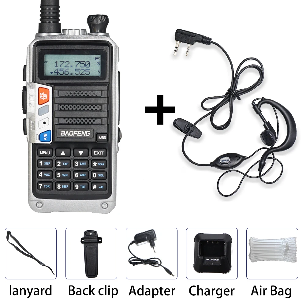 Silver Without Box 8 Вт Baofeng UV-5R Pro двухстороннее радио UV 5R Двухдиапазонная Высокая мощность 8 Вт рация UV5R Pro fm-приемопередатчик портативный CB Ham радио - Цвет: Silver Without Box