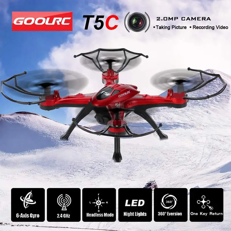 Набор T5C 2,4 ГГц 4CH 6-axis Gyro 2.0MP HD Камера Квадрокоптер с дистанционным управлением по нажатию одной кнопки возврата режим CF 360 ° выворот Функция