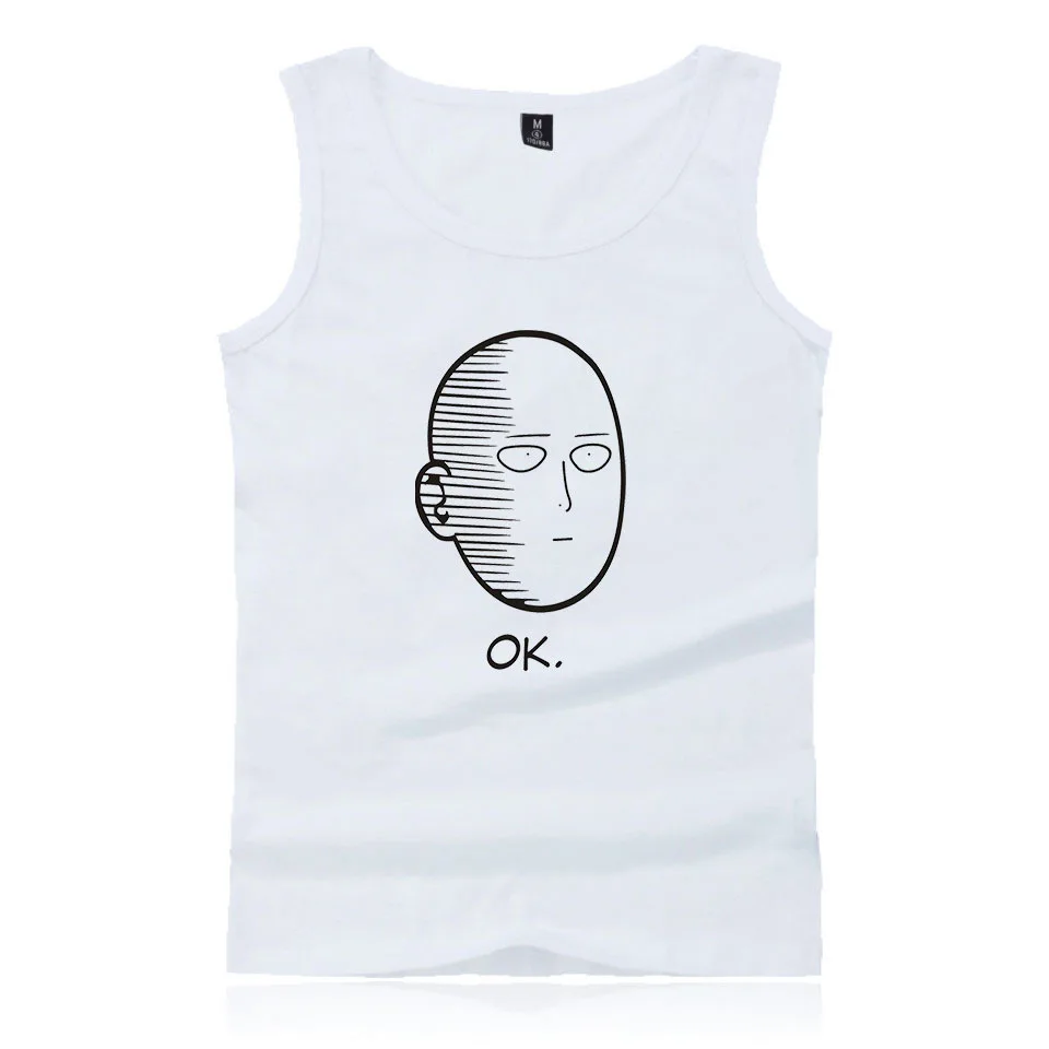 One Punch Man Hero Сайтама оппай хлопковый топ на бретелях оверсайз Летний жилет Повседневный Топ для фитнеса Мужская рубашка без рукавов для бодибилдинга