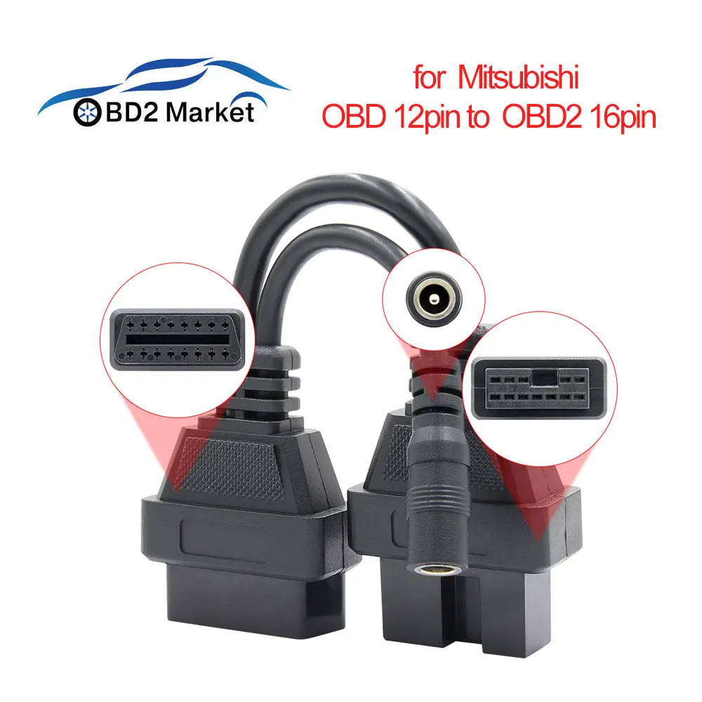 Для Mitsubishi 12 Pin к OBDII женский 16Pin OBD OBD2 разъем Диагностический адаптер сканера автомобильный диагностический адаптер