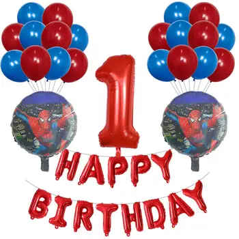 

24pcs Avenger Superhero Spider Cartoon Man Foil Balloons Set 30inch Number Red Blue Latex Globos Happy Birthday Party Decoration