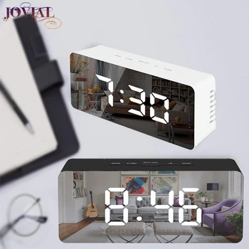 

Led Digital Clock Mirror Multifunction Battery Or Plug In Rectangle Square Luminous Thermometer 24 Hour Plastic Decoration Alarm