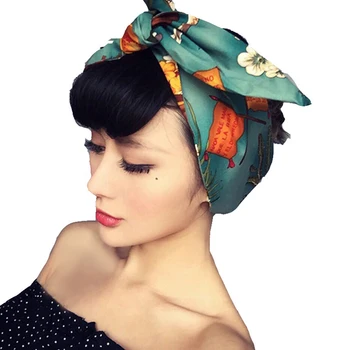

Women Cloth Wide Headband Hair Band Accessories Tie Wire Adjustable Retro Bowknot Floral Print Girls DIY Fashion Cute