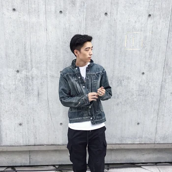 

Spring and Autumn Tide Brand Denim Jacket Men's Jacket Heavy Washed Shredded Denim Top