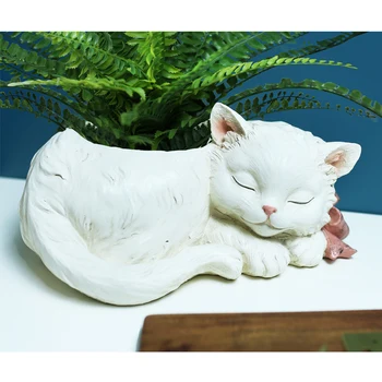 

Figurine Mini Aquarium Adorable Sleeping Cat Fish Tanks Water Plant Flower Pot Sundries Storage Organizer Fish Bowl Home Decor
