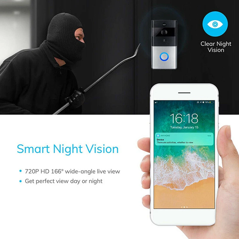 

Wireless Smart Doorbell Camera Video Intercom Mobile Remote Control Home