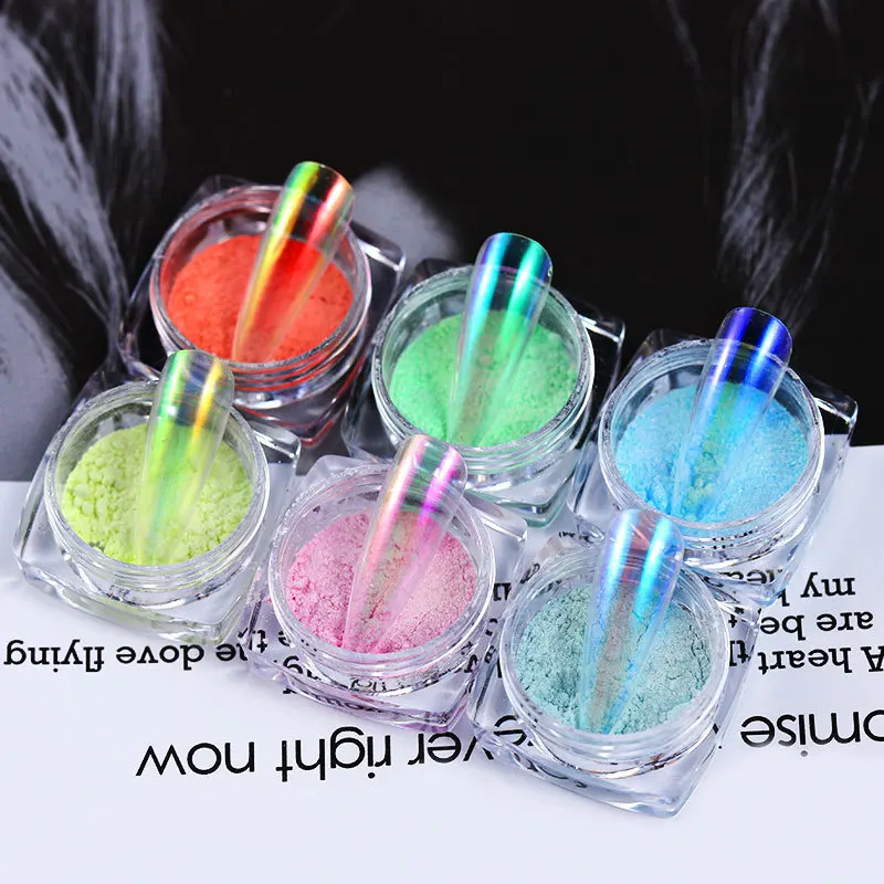 0.2g Nai Ice Transparent Glitter Powder Mirror Mermaid Pigment UV Gel Nail Polish Magic Dust Laser Nail Art Decorations