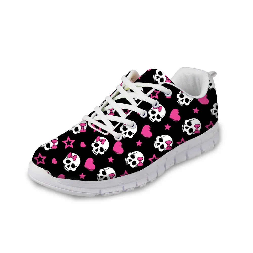 

Cool Women's Sneakers Cute Cartoon Skull Flats Casual Breathable Mesh Shoes Lady Girls Sports Leisure Walking Shoes Customized