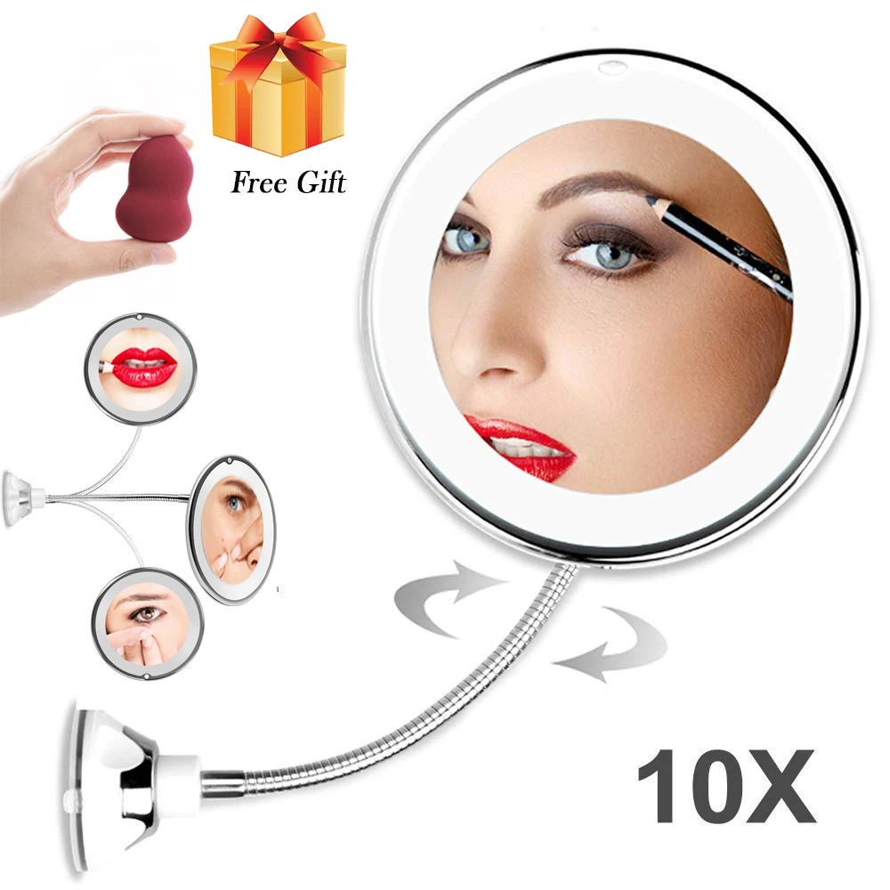 

Makeup Mirror LED Vanity Mirror Light Mirror Droppshipping 10x Magnifying Mirror Compact Cosmetic Mirror Adjustable Battery Use