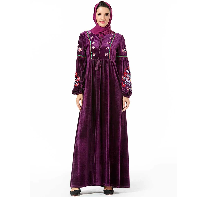 Зимнее бархатное платье abaya Дубай мусульманский хиджаб кафтан исламский abaya s Tesettur Elbise турецкий Восточный халат из марокена Vestidos Musulmanes