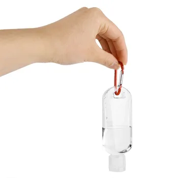 

1Pcs Disinfection Alcohol Spray Bottle Transparent Hand Sanitizer Bottle Empty Bottle Lotion Portable Hook Key Ring Sub-bottle