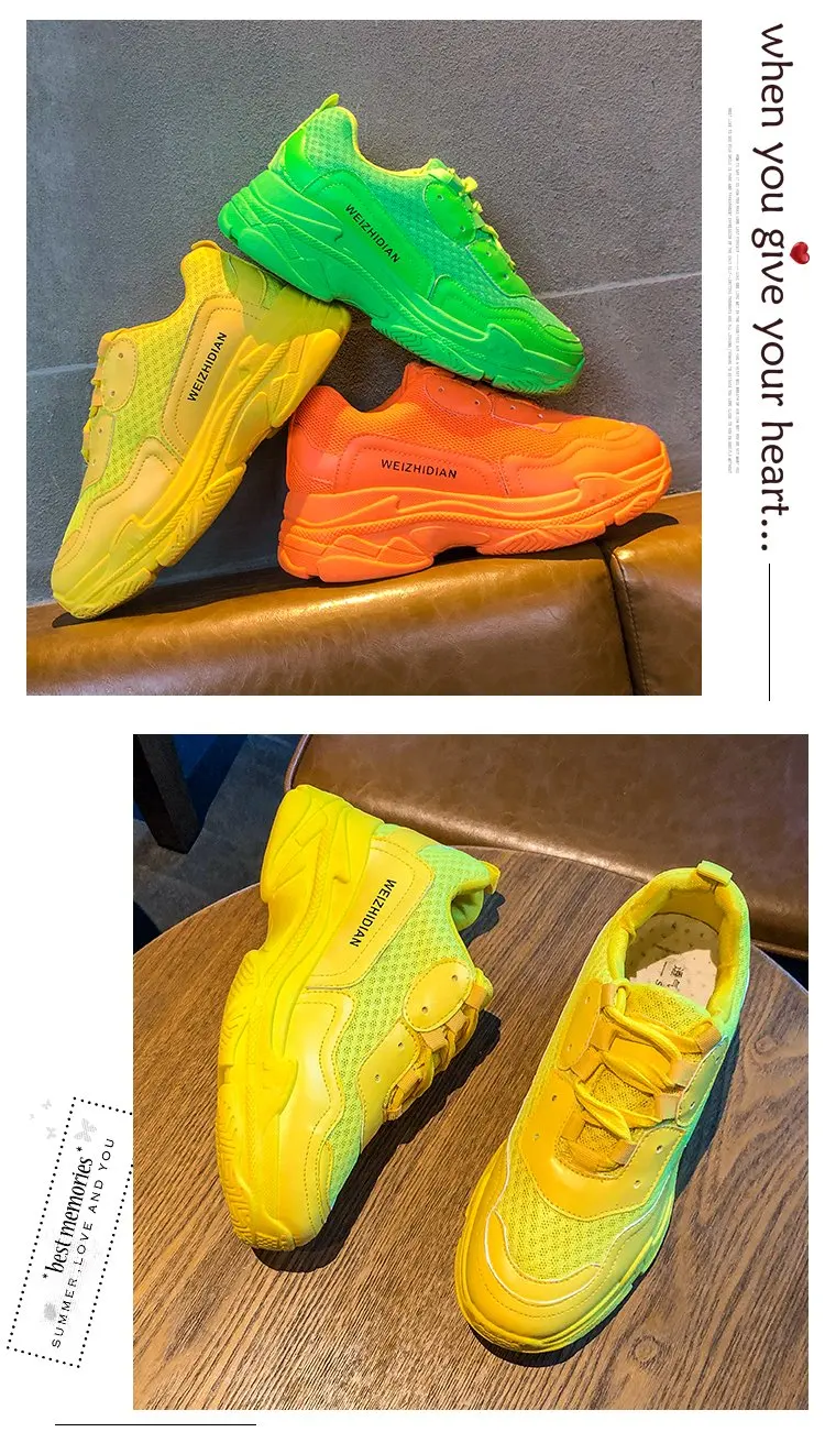 Новинка года; Дизайнерские кроссовки; женская повседневная обувь на платформе; модные кроссовки на платформе; Basket Femme; цвет желтый; повседневная обувь на массивном каблуке; f57