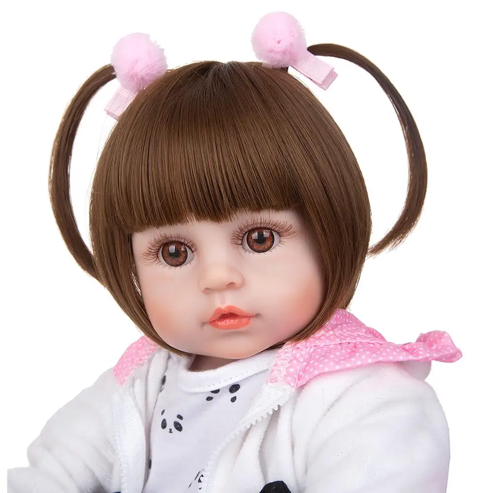 Poupée bébé renaissance 48cm, 100% Silicone, yeux de Panda brun, peut  prendre un bain, envoyé du brésil - AliExpress