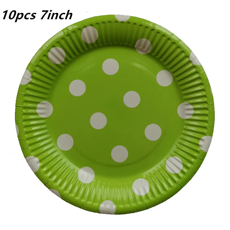 Green Polka Dot Plates Pack of 10