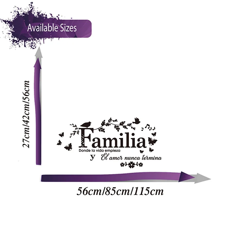 Spanish Family Where Life Begins Quote Wall Sticker Living Room Bedroom Familia, donde la vida empieza Quote Wall Decal Vinyl  (1)
