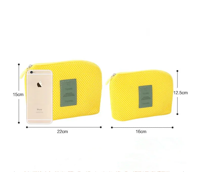 Ящик для путешествий для цифровых данных кабель зарядное устройство для наушников портативная сетчатая губка сумка power Bank держатель косметическая коробка - Цвет: yellow