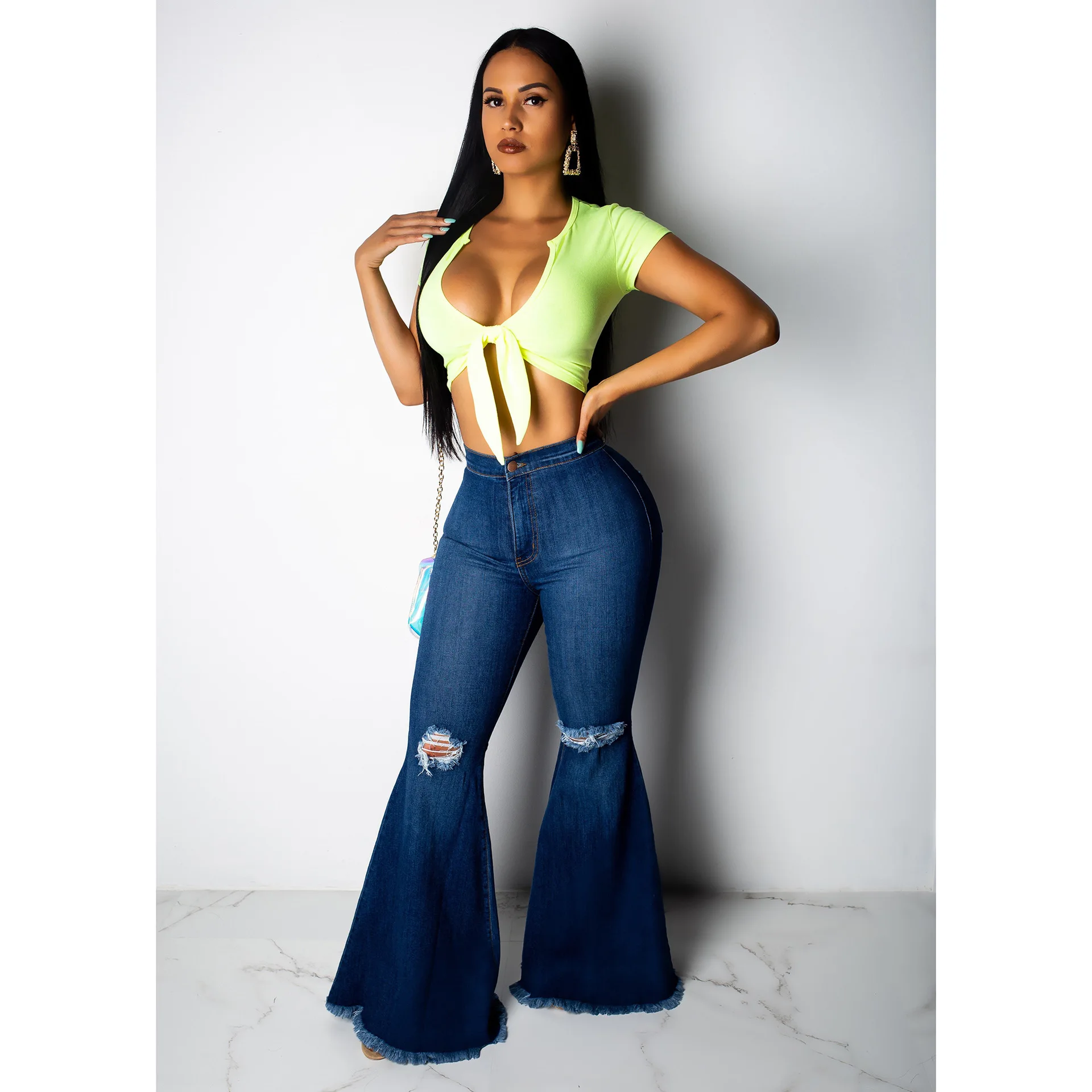 

ChocoMist Jeans Vintage High Waist Denim Bell-bottoms HSF2024