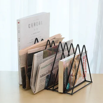 

Nordic Ins Iron Art Golden Tripod Newspaper Rack Creative Office Desktop Bookshelf Magazine Storage Rack Newspaper Rack