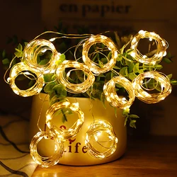 Led Curtain Night Light Usb Remote Control Copper Wire Battery Box Colored Lamps Holiday Christmas Room Decoration String Lights