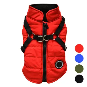 

Pet Harness Coat Winter Cotton Jacket with Harness Puppy Outdoor Walk Adjustable Chest Strap Dog Cloth Vest Winter Clothing NEW!