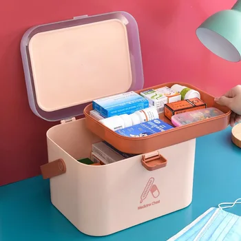 

Home Care Medicine Cabinet Plastic Storage Boxes Fashion Color Portable Containers Rectangular Storage Bins