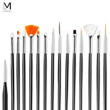 LadyMisty 15 шт./компл. ногтей кисти для маникюра УФ-гель Акриловая кисть для ногтей набор инструментов для наращивания ногтей ручка для рисования для Гель-лак для ногтей