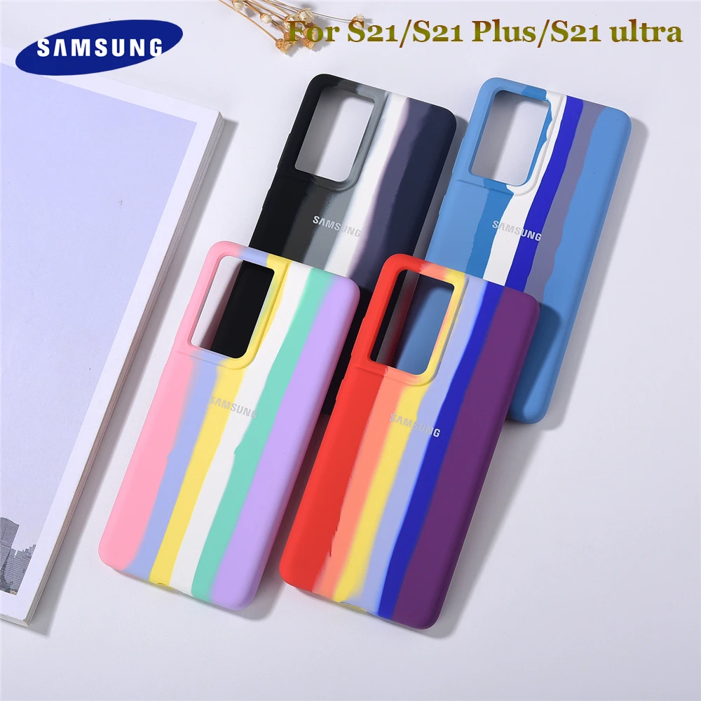 samsung s22 ultra case Official SAMSUNG Galaxy S21 Plus S21 Ultra Rainbow Liquid Silicone Case Anti-Fall Full Protect Back Cover S 21 5G Luxury Shell best galaxy s22 ultra case