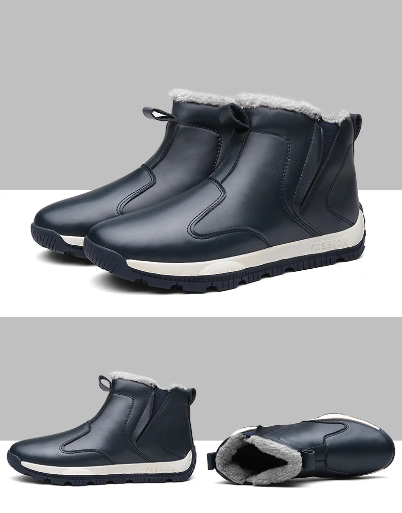 Мужские ботинки из водонепроницаемого материала; модные кожаные мужские ботинки; удобная мужская обувь; ботильоны с плюшем; теплые зимние мужские ботинки; размеры 39-48