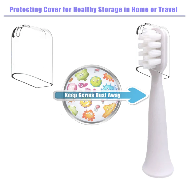 Brush Heads for Xiaomi Mijia T100 Toothbrush Heads Gum Care Soft Toothbrush Heads with Protecting Caps for Healthy Brushing 3
