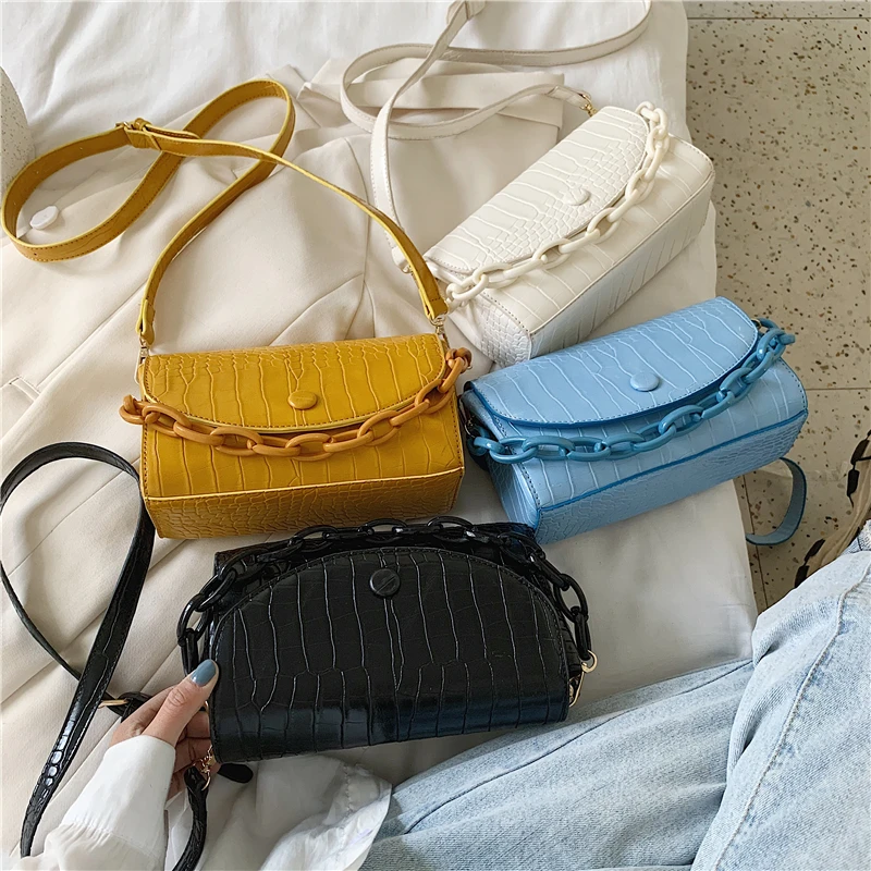 

Luxury handbag female designer famous brand female bag crocodile pattern shoulder bag black and yellow sac main bolsos mujer