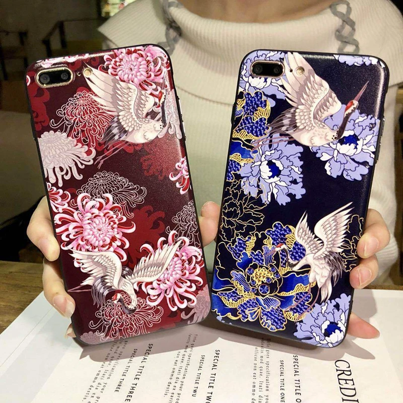 Роскошный Матовый чехол с вышивкой в китайском стиле для iphone 6 S противоударный