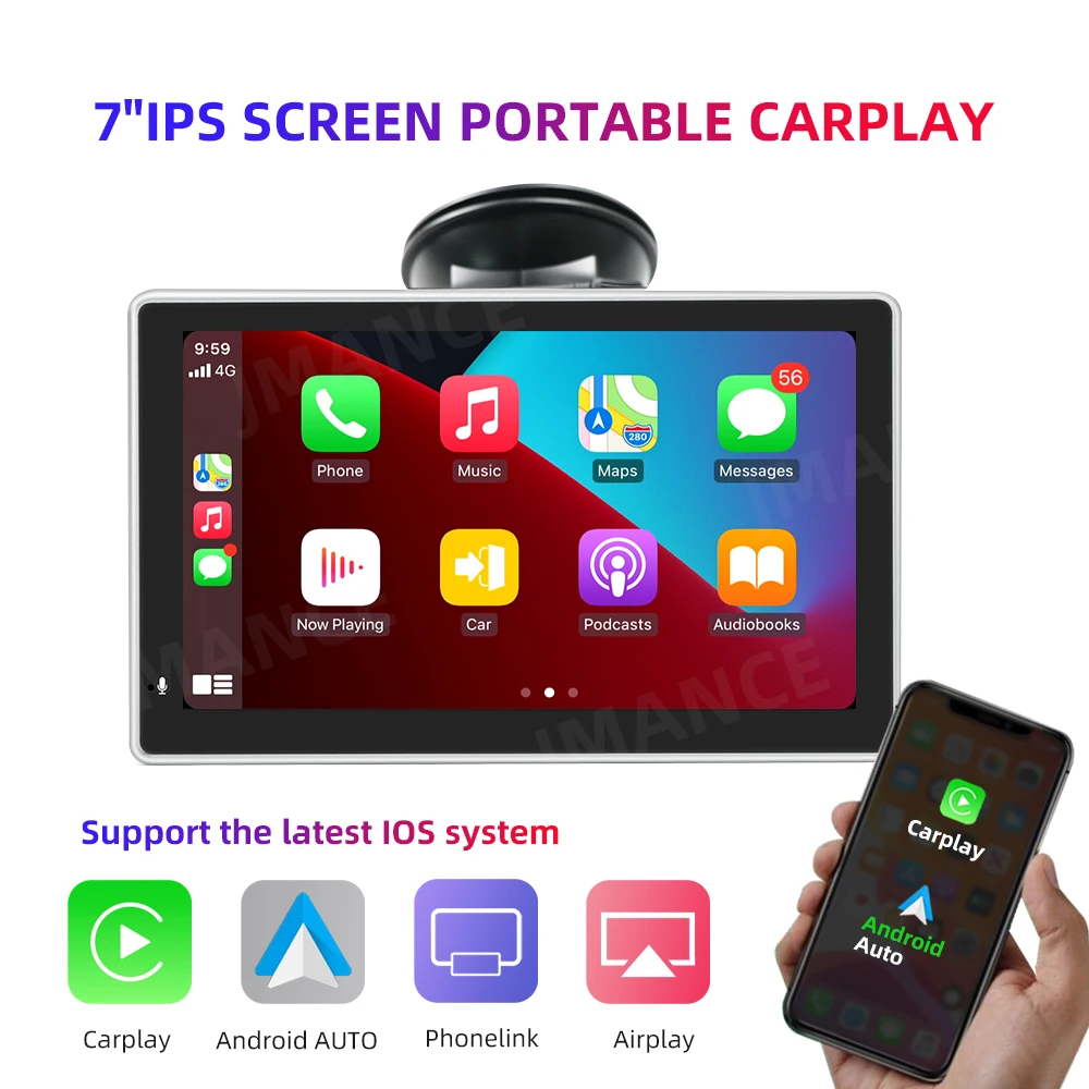 7 Inch Touchscreen Auto Draagbare Draadloze CarPlay Tablet Android Radio Multimedia Bluetooth Navigatie HD1080 Stereo Linux_voghion.com