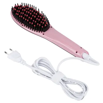 

Preup 2-in-1 Auto High-temperature Resistance Electric Hair Straightener Comb LCD Iron Brush Auto Hair Massager White EU Plug