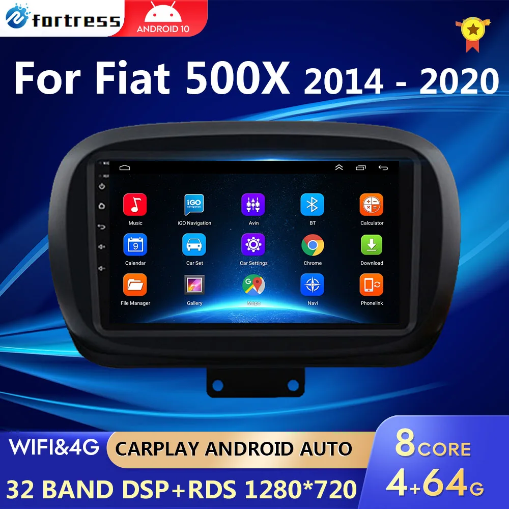 Per Fiat 500X 2014 - 2020 Autoradio Multimedia Lettore Video Navigazione Gps Auto Android No 2Din Auto Radio 2 Din Dvd