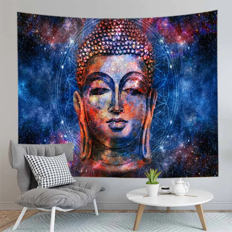 Indian Buddha Statue MeditationTapestry Wall Hanging Mandala Tapestries Wall Cloth Yoga Carpet Boho Decor