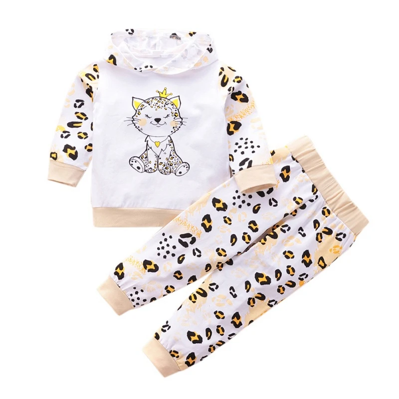 

Autumn Children Girl Boy Clothes Sports Leisure Kids Hooded Ooversize Soft Sweatshirt+Tousers Outfits 2Pcs Set Cotton Tracksuit