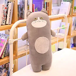 Grey cat Стоячие животные Длинные Плюшевые Фаршированные динозавры Единорог кролик поросенок собачка спящий друг ночь ноги подушка дети девушка подарок - Цвет: Grey cat