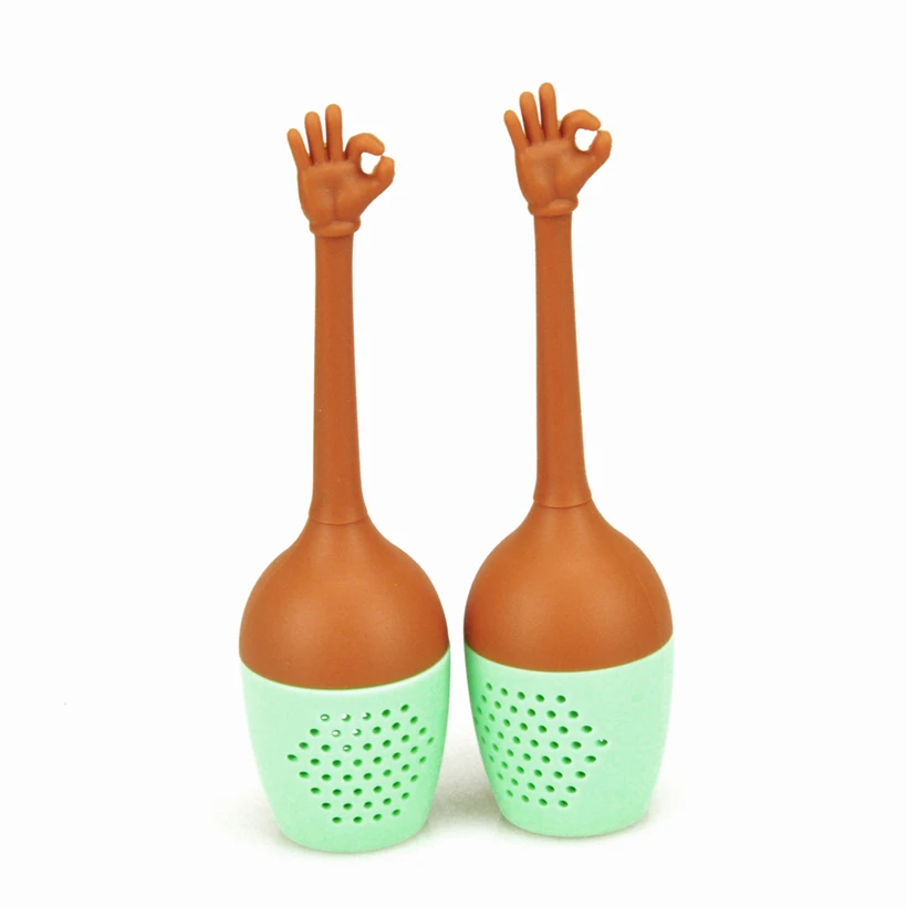 Gesture Ok Ситечко для заварки и диффузора из силикона для чая, многоразовое ситечко для кофе, кухонные аксессуары, чай Loch Ness Monster joro - Цвет: Gesture Ok