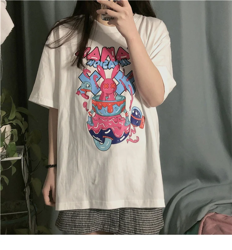 Cute Little Dinosaur Pattern Printed T-Shirt Summer Loose Large Size Multi-Color Cartoons Japanese Tops Y2k Casual Cotton Tees Cute Little Dinosaur Pattern Printed T-Shirt Summer Loose Large Size Multi-Color Cartoons Japanese Tops Y2k Casual Cotton Tees
