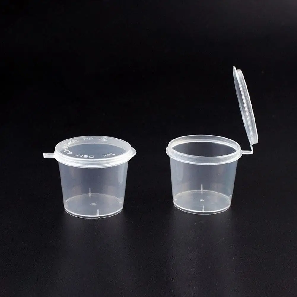 50pcs/100pcs 25ml 50ml Disposable Plastic Takeaway Sauce Cup Containers Food Box with Hinged Lids Pigment Paint Box Reusable