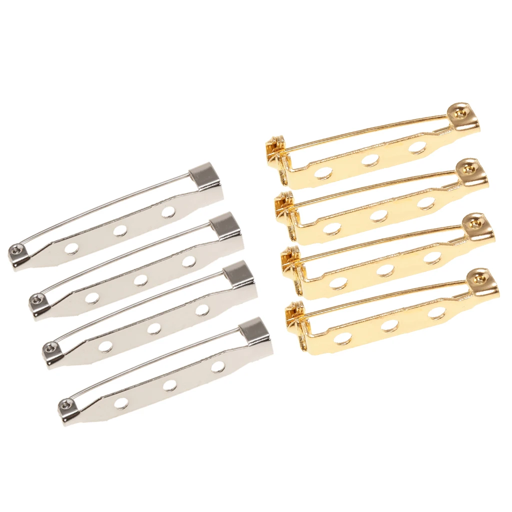 80Pcs DIY Brooch Pin Backs, Safety Catch Pins Bars Craft Pin Back Clasp Brooch with 3 Holes