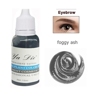 

1/2 Oz. Permanent Makeup Microblading Pigment Tattoo Ink Eyebrow Lips Lasting Color Body Tattoo Art (foggy ash)tool