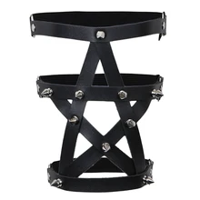 Женская подвязка для ног Сексуальная кожа Панк запонка заклепка жгут звезда пентаграмма