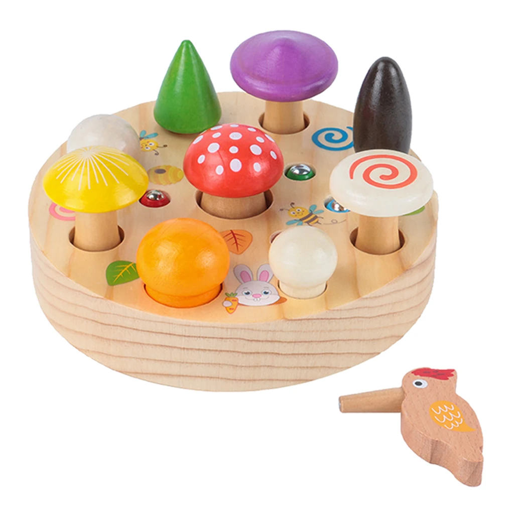 Wooden Woodpecker Catching Worms Game Montessori Baby Kids Educational Toys