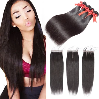 

Short Straight Bundles With Closure Brazilian Hair Weave Bundles With Closure Human Hair Bundles With Closure Hair Extension
